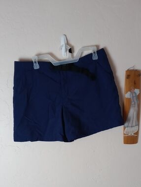Magellan Sportswear for Women Navy Blue Casual Shorts with Built-In Webbed Belt